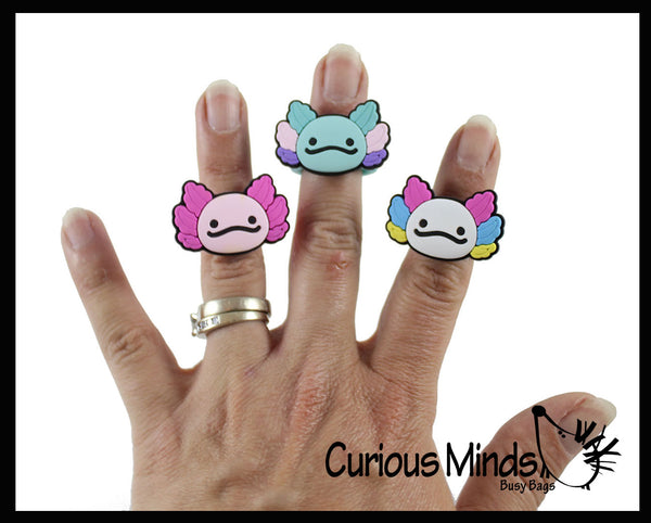 Axolotl Rings - Cute Plastic Charms Jewelry for Children - Ring Kids Party Favors 1 Pink Ring