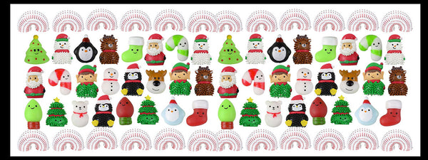 24 Cute Christmas Characters - Mochi and Themed Wooly Hedge Porcupine Spiky - Fun Party Favor Toy - Christmas Winter