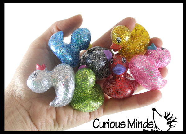 Small Glitter Rubber Ducks - Rubber Duckies - Cute Novelty Prize Rewar