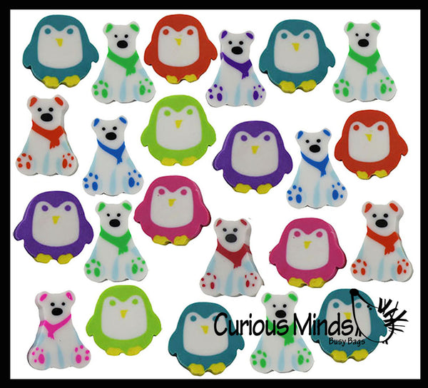 288 Winter Animal Eraser Set - Penguin, Polar Bear Mini Erasers - Novelty  and Functional Adorable Eraser Novelty Treasure Prize, School Classroom