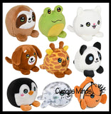 NEW - Cute Ball Plush Stuffed Animals- Adorable Mini Plushie Stuffie - Cat, Dog, Frog, Panda, Sloth, Giraffe, Penguin