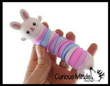 Set of 2 Different Wiggle Bunny Laying Rabbit Fidget - Wiggle Articulated Jointed Moving Creature Toy - Unique Easter