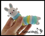 Set of 2 Different Wiggle Bunny Laying Rabbit Fidget - Wiggle Articulated Jointed Moving Creature Toy - Unique Easter