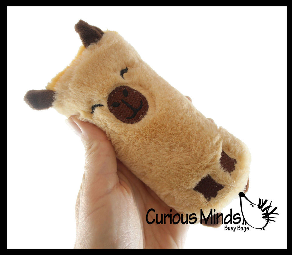 NEW - Jumbo Reversible Plush Capybara Animal Water Filled Tube Snake Stress Toy - Squishy Slippery Wiggler Sensory Fidget Ball