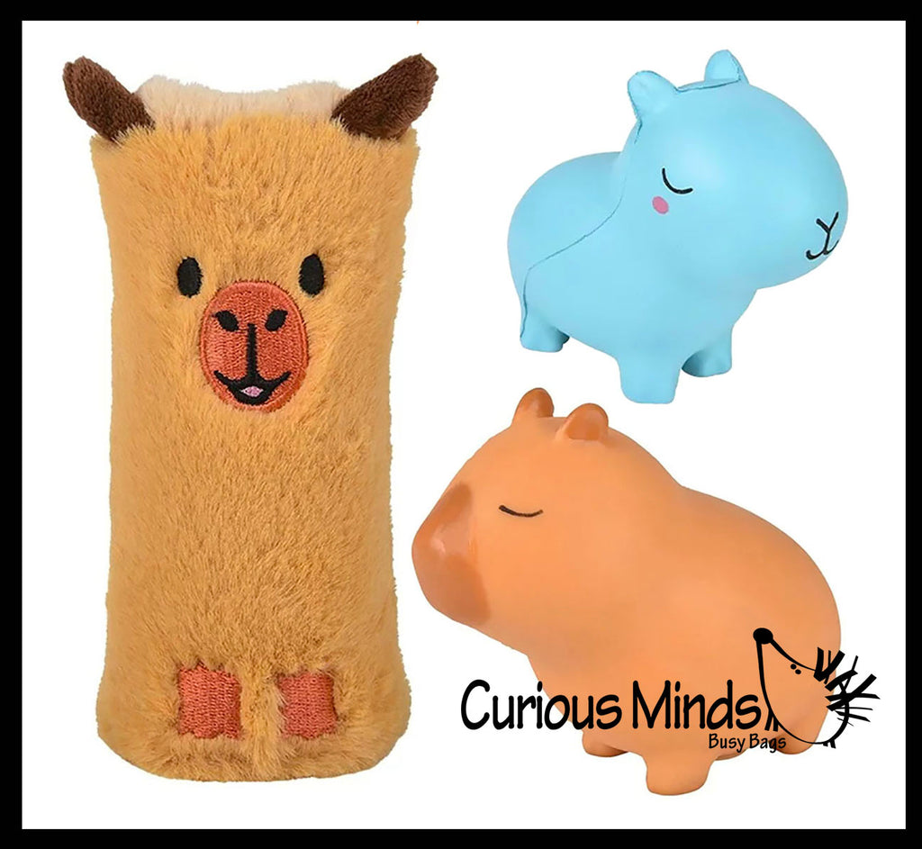 NEW - Capybara Fidget Set of 3 -  Slow Rise Squishy Toy - Water Wiggler - Doh Ball