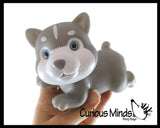 NEW - Large Husky Dog Cute Toy Pet in Animal Carrier - Pretend Play Toy Doggy Playset