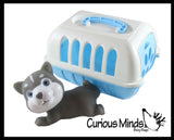 NEW - Large Husky Dog Cute Toy Pet in Animal Carrier - Pretend Play Toy Doggy Playset