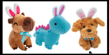 Easter Plush - Set of 3 Stuffed Animals with Bunny Ears - Dog, Dino, Capybara - Mini Stuffie for Easter Baskets Gifts Cute Dino Puppy