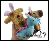 Easter Plush - Set of 3 Stuffed Animals with Bunny Ears - Dog, Dino, Capybara - Mini Stuffie for Easter Baskets Gifts Cute Dino Puppy