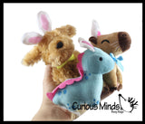 Easter Plush - Set of 3 Stuffed Animals with Bunny Ears - Dog, Dino, Capybara - Mini Stuffie for Easter Baskets Gifts Cute Dino Puppy