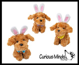 Easter Plush - Stuffed Dog with Bunny Ears - Mini Stuffie for Easter Baskets Gifts Cute Dino Puppy