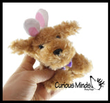 Easter Plush - Stuffed Dog with Bunny Ears - Mini Stuffie for Easter Baskets Gifts Cute Dino Puppy