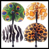 Folding Pocket Fan - Classic Mini Handheld Paper Fan - Compact - Safari Wild Animal Prints