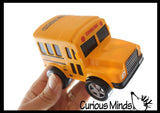 NEW - Friction School Bus Pull Back Racer Cars - Pullback Toy - Moves by Itself Friction Powered