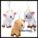 NEW - Goat Plush Stuffed Animals with Clip - Adorable Farm Animal Toy - Plush - Soft Squishy Animal Plushie Stuffie - Backpack Clip