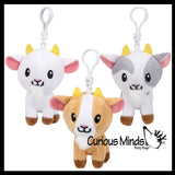 NEW - Goat Plush Stuffed Animals with Clip - Adorable Farm Animal Toy - Plush - Soft Squishy Animal Plushie Stuffie - Backpack Clip