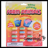 Sponge Capsules - Place in Water and Little Sponge Animals Come Out - Farm Critter Toy Bath Fun Science Expanding Novelty Magic