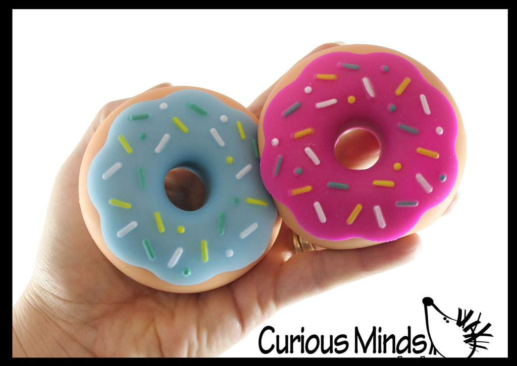 NEW - Cute Donut Doughnut Soft Doh Filled Stretch Ball with Removable Frosting - Ultra Squishy and Moldable Relaxing Sensory Fidget Stress Toy