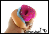 NEW - Cute Donut Doughnut Soft Doh Filled Stretch Ball with Removable Frosting - Ultra Squishy and Moldable Relaxing Sensory Fidget Stress Toy