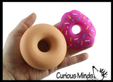 NEW - Cute Donut Doughnut Soft Doh Filled Stretch Ball with Removable Frosting - Ultra Squishy and Moldable Relaxing Sensory Fidget Stress Toy