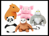 Jumbo Sand Filled Stretchy Smash Animals - Pig, Sloth, Panda, Capybara Lover Sensory Fidget Toy Weighted