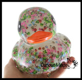 Jumbo Animal Confetti Pattern Rubber Ducks - Rubber Duckies - Cute Novelty Prize Reward Giveaway