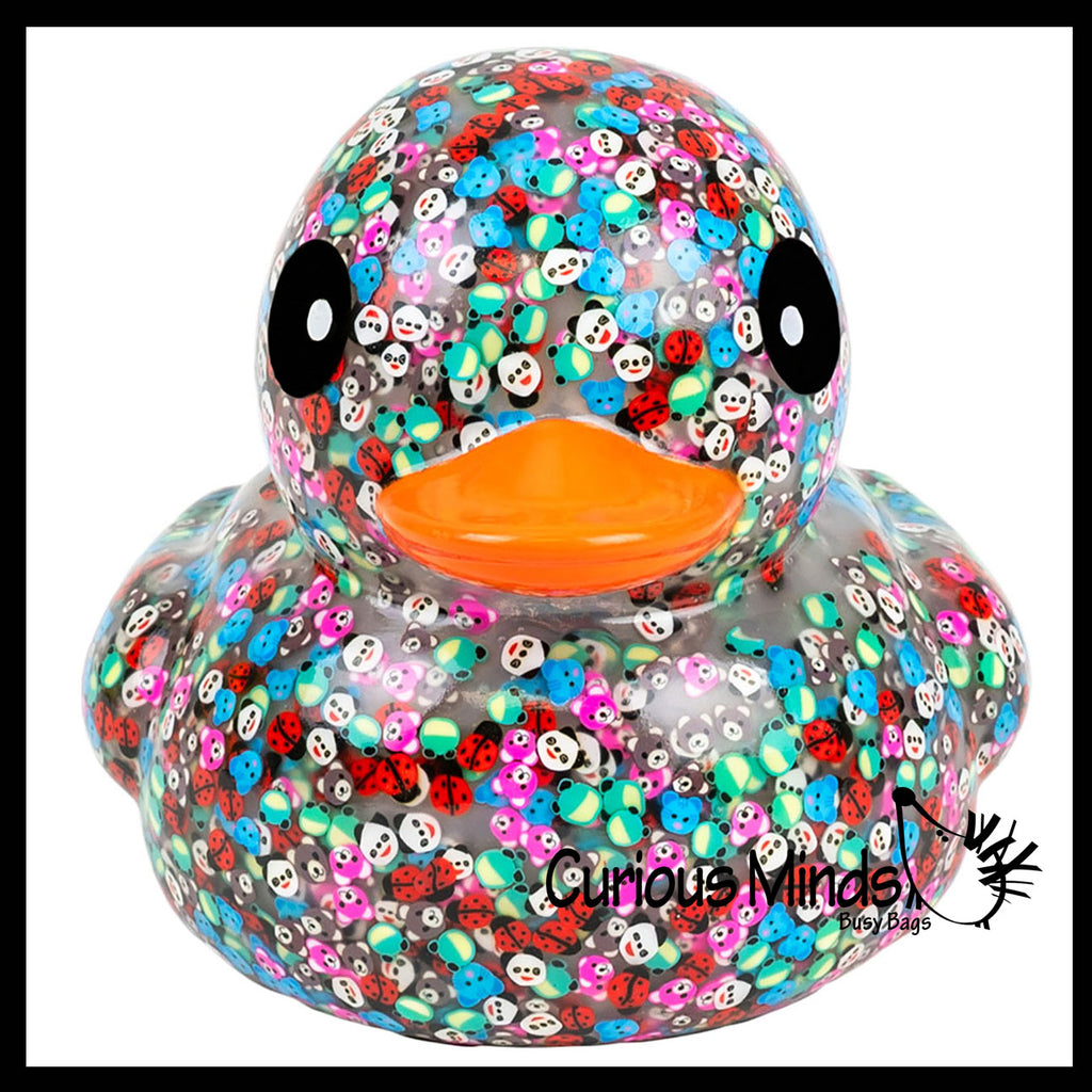 Jumbo Animal Confetti Pattern Rubber Ducks - Rubber Duckies - Cute Novelty Prize Reward Giveaway