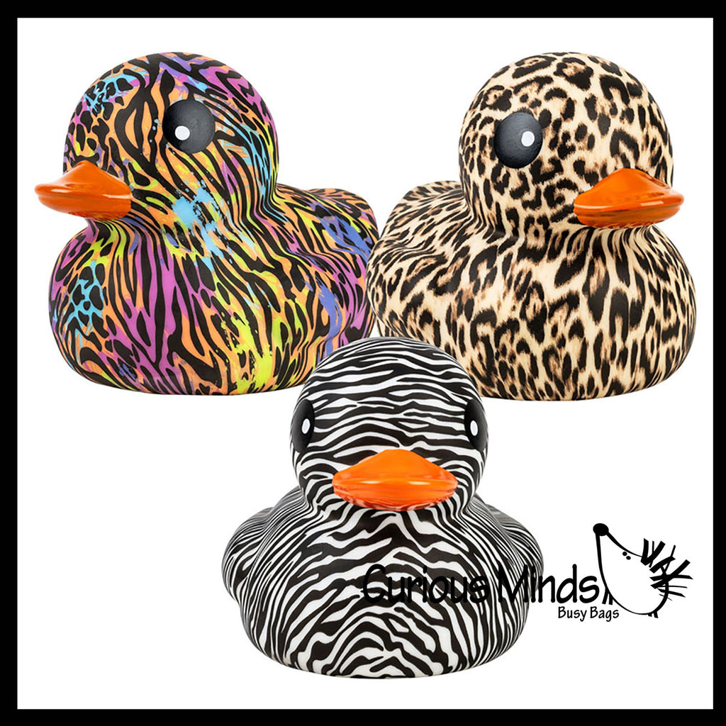 Jumbo Animal Print Rubber Ducks - Rubber Duckies - Cute Novelty Prize Reward Giveaway