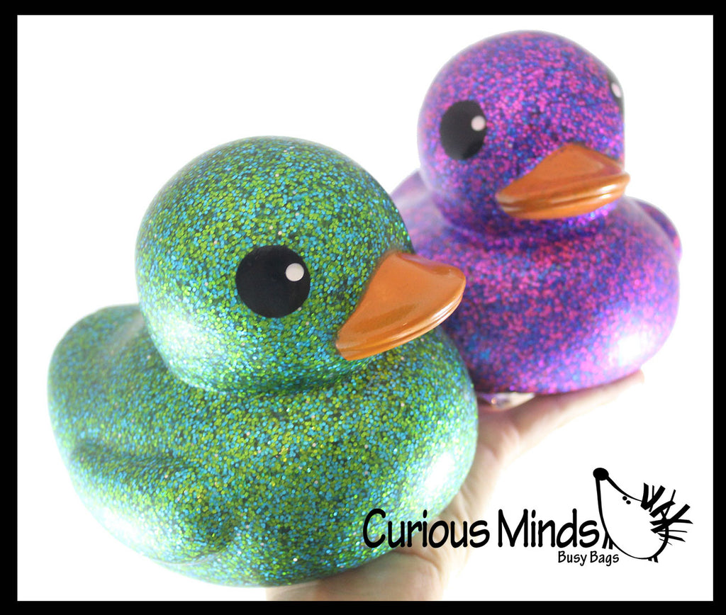 Jumbo Glitter Rubber Ducks - Rubber Ducky Duckies - Cute Novelty Prize Reward Giveaway