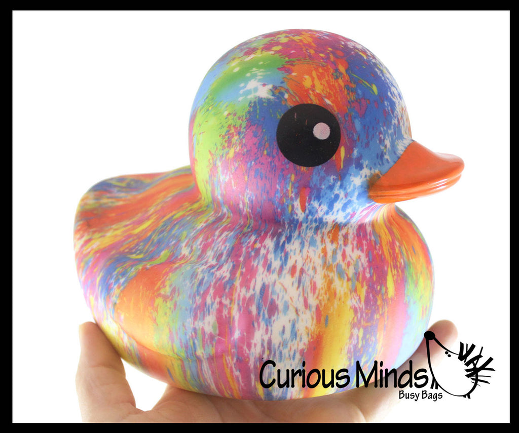 Jumbo Splatter Paint Pattern Rubber Ducks - Rubber Duckies - Cute Novelty Prize Reward Giveaway