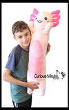 NEW - Axolotl Cute Large Long Skinny Plush Stuffed Animals Body Pillow - Adorable Soft and Cuddly Mini Animal Plushie Plushy