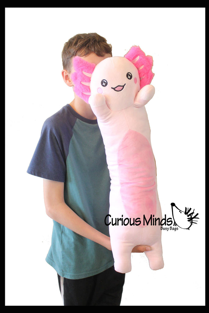 NEW - Axolotl Cute Large Long Skinny Plush Stuffed Animals Body Pillow - Adorable Soft and Cuddly Mini Animal Plushie Plushy