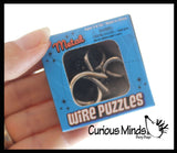 Mini Metal Wire Brain Teaser Puzzles - Individually Wrapped - Logic Untwist the Knots - IQ Toy Mind Mental Game