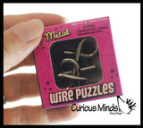 Mini Metal Wire Brain Teaser Puzzles - Individually Wrapped - Logic Untwist the Knots - IQ Toy Mind Mental Game