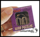 Mini Metal Wire Brain Teaser Puzzles - Individually Wrapped - Logic Untwist the Knots - IQ Toy Mind Mental Game