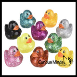 Small 1.5" Glitter Rubber Ducks - Rubber Duckies - Cute Novelty Prize Reward Giveaway