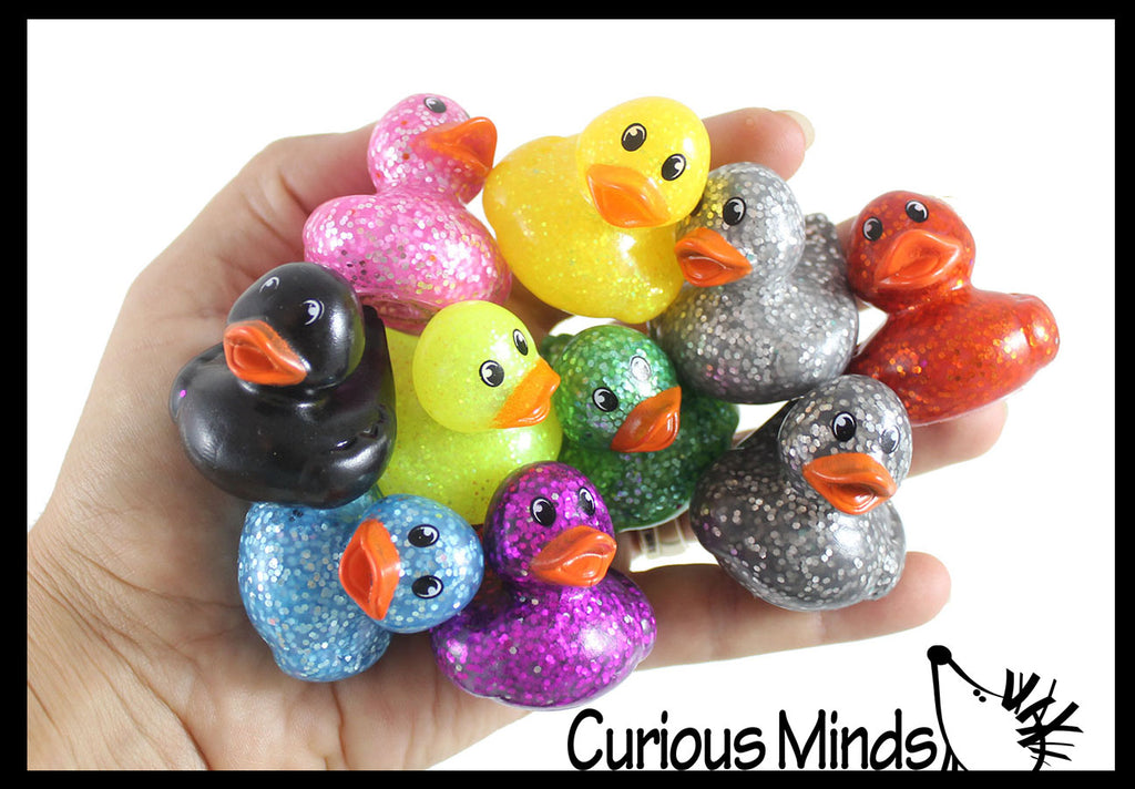 Small 1.5" Glitter Rubber Ducks - Rubber Duckies - Cute Novelty Prize Reward Giveaway