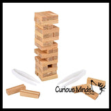 NEW - MINI TINY Wood Topple Towers Game - Stacking Blocks Challenge with Tweezers - Desktop Table Novelty Game