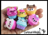 NEW - Cupcake Animal Food Mochi Squishy - Kawaii -  Cute Individually Wrapped Toys - Sensory, Stress, Fidget Party Favor Toy