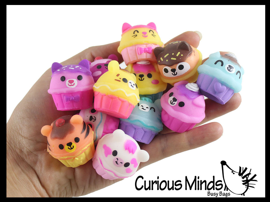 NEW - Cupcake Animal Food Mochi Squishy - Kawaii -  Cute Individually Wrapped Toys - Sensory, Stress, Fidget Party Favor Toy