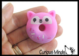 NEW - Donut Animal Food Mochi Squishy - Kawaii -  Cute Individually Wrapped Toys - Sensory, Stress, Fidget Party Favor Toy