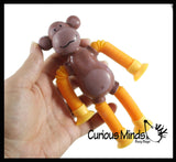 NEW - Cute Monkey Pull and Pop Snap Animal Expanding Flexible Accordion Tube Toy - Free Play - Open Ended Fidget Toy