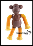 NEW - Cute Monkey Pull and Pop Snap Animal Expanding Flexible Accordion Tube Toy - Free Play - Open Ended Fidget Toy