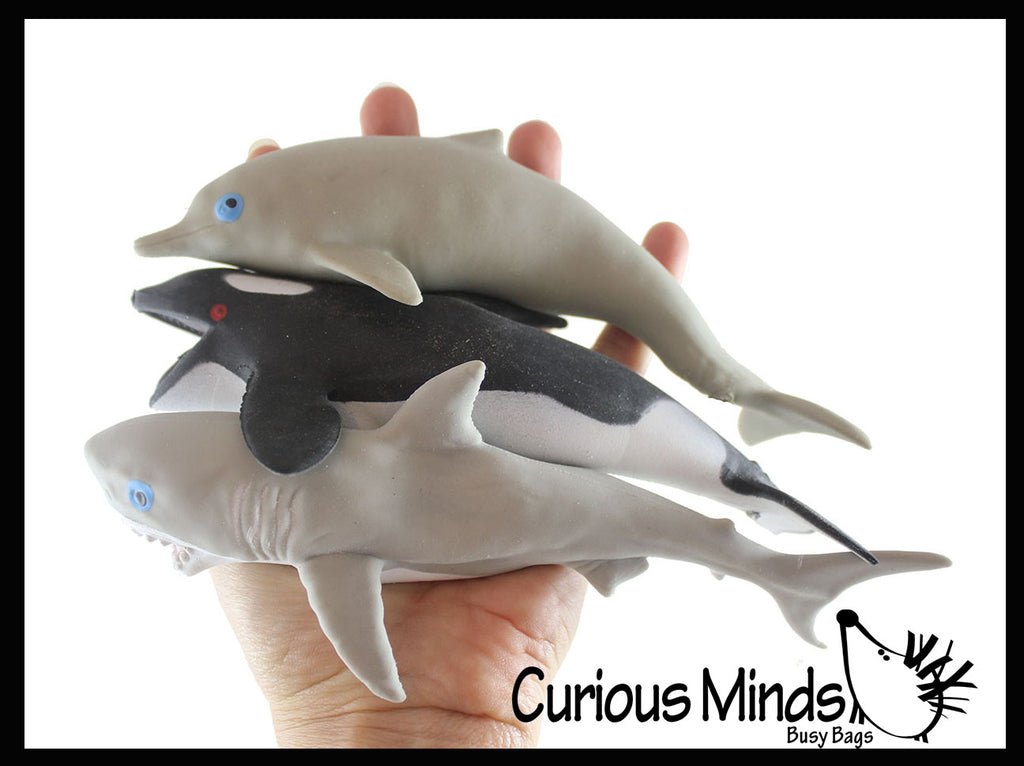 Sand Filled Orca, Dolphin, Shark - Moldable Sensory, Stress, Squeeze Fidget Toy ADHD Special Needs Soothing Ocean