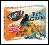 Solitaire Peg Game - Retro Wooden Classic Game - Peg Puzzle Brain Teaser