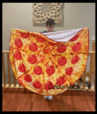 NEW - Fun Pizza Novelty Throw Blanket Wrap - Round 5 Foot Bedding