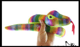 Plush Snake - 33" Metallic Bright Colorful Shimmer -  Stuffed Sensory Fidget Toy Stuffie