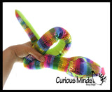 Plush Snake - 33" Metallic Bright Colorful Shimmer -  Stuffed Sensory Fidget Toy Stuffie