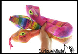 Plush Snake - 33" Metallic Bright Colorful Shimmer -  Stuffed Sensory Fidget Toy Stuffie