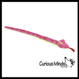 Plush Snake - 33" Metallic Bright Colorful Shimmer -  Stuffed Sensory Fidget Toy Stuffie